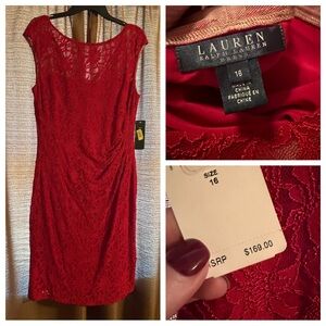 Ralph Lauren Red Lace Dress